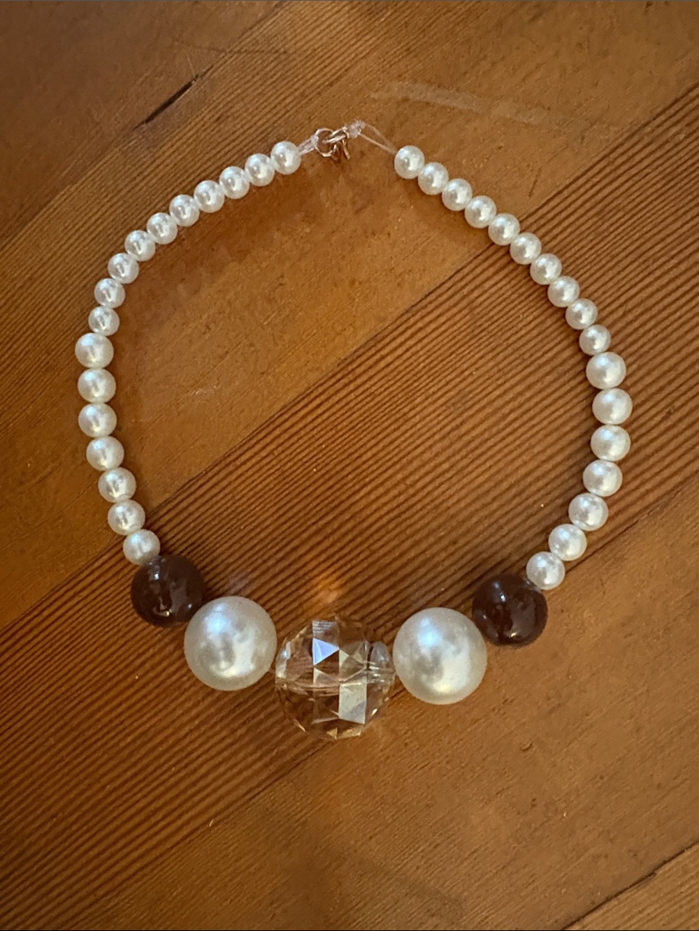 Hand-Crafted Pearl and Champagne Statement Necklace - Neutral Tones - Picture 2 of 2